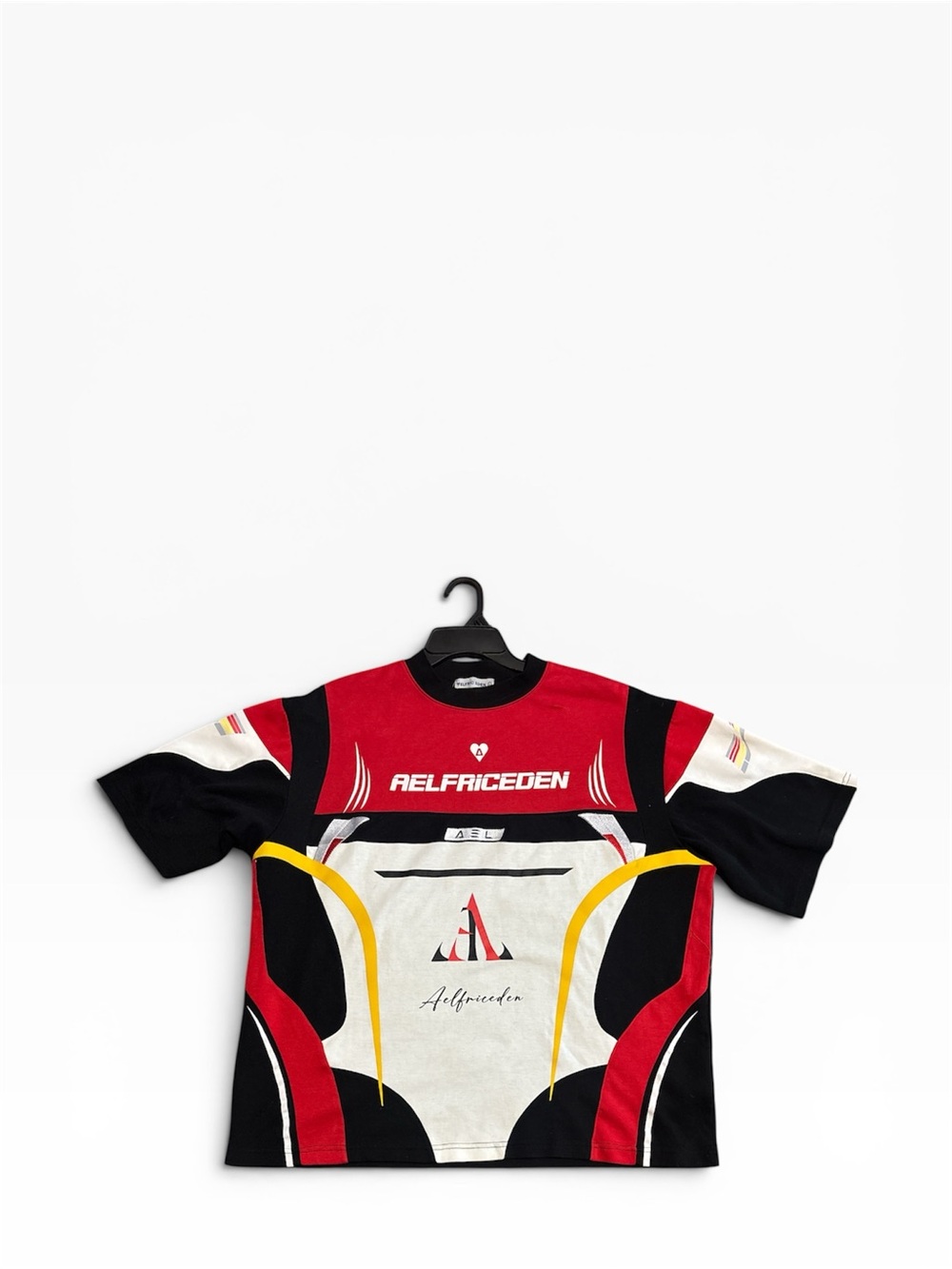 Aelfric Eden Red Black White Tee with Yellow Accents